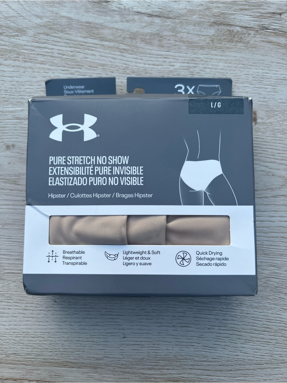 Under Armour Women's Pure Stretch No Show Hipster 3-Pack (Nude)